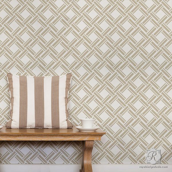 Wicker Wall Stencil Cheap