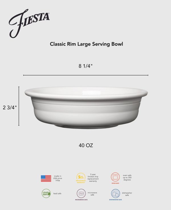 Classic Rim 10 1 2 Inch Extra Large Serving Bowl 80 OZ Online now - Image 2