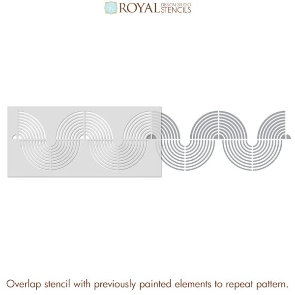 Deco Wave Wall Stencil Discount - Image 5